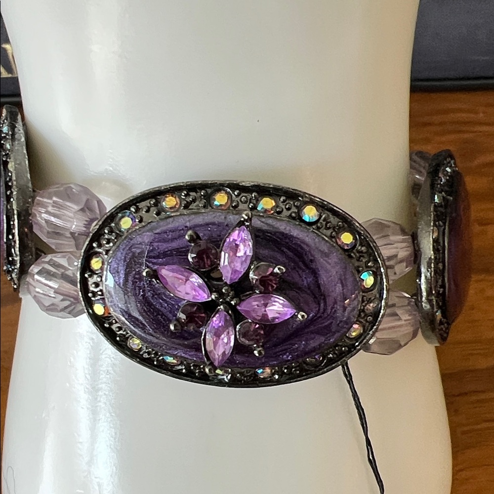 BRACELET Purple Gem BIRCH HILL Stretch Victorian Style